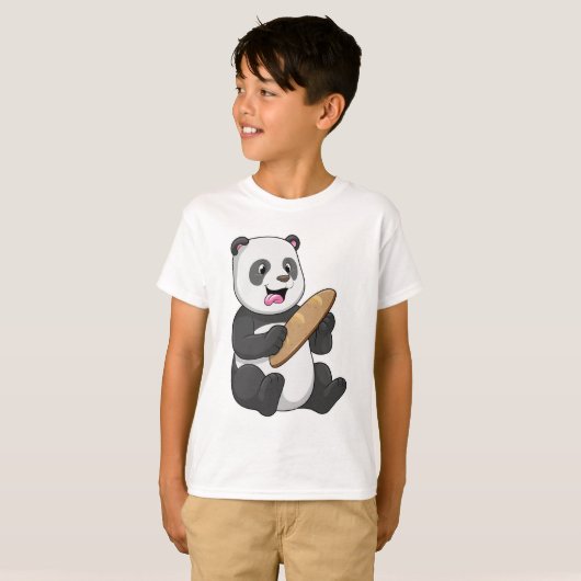 T-shirt Panda comme boulanger avec pain (Devant entier)