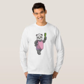T-shirt Panda comme coiffeur avec peigne (Devant entier)