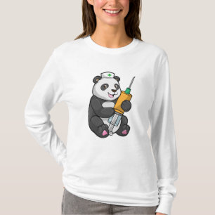 T-shirt Panda comme infirmière avec seringue