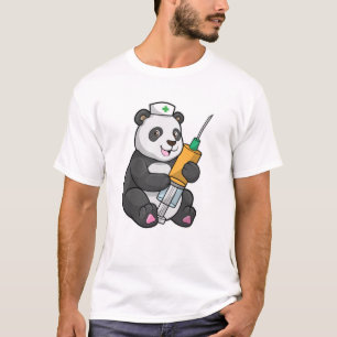 T-shirt Panda comme infirmière avec seringue