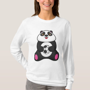 T-shirt Panda comme joueur de football avec balle de footb