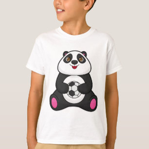 T-shirt Panda comme joueur de football avec balle de footb