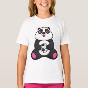 T-shirt Panda comme joueur de football avec balle de footb