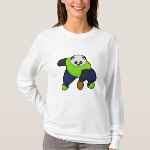 T-shirt Panda comme joueur de football avec football
