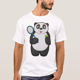 T-shirt Panda comme joueur de tennis avec raquette de tenn