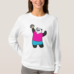 T-shirt Panda comme joueur de volleyball avec volleyball