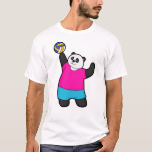 T-shirt Panda comme joueur de volleyball avec volleyball