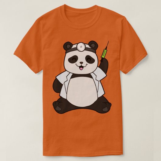 T-shirt Panda comme médecin avec seringue (Design devant)