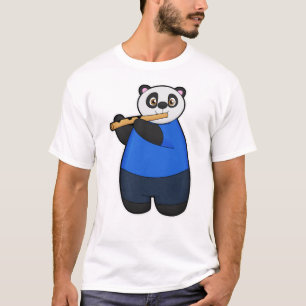 T-shirt Panda comme musicien avec Flûte