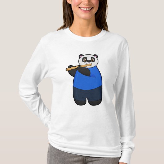 T-shirt Panda comme musicien avec Flûte (Devant)