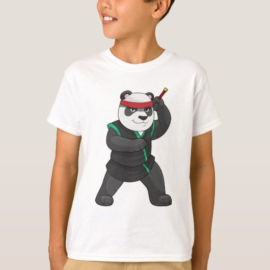 T-shirt Panda comme Ninja en costume (Devant)