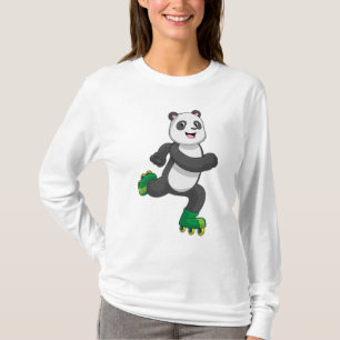 T-shirt Panda comme Patinage en ligne avec Roller skates