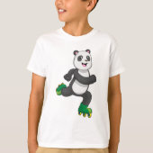 T-shirt Panda comme Patinage en ligne avec Roller skates (Devant)