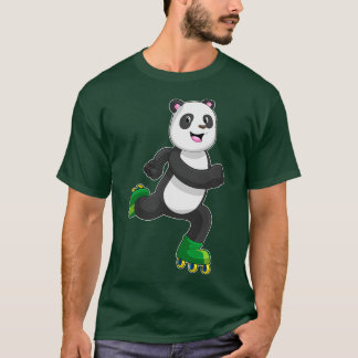 T-shirt Panda comme Patinage en ligne avec Roller skates