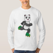T-shirt Panda comme Patinage en ligne avec Roller skates (Devant)