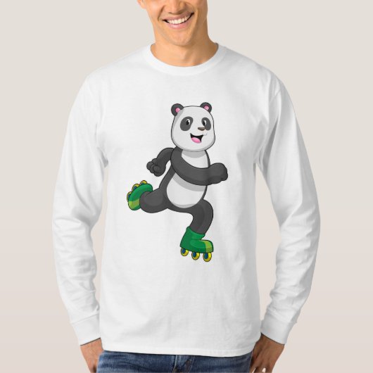 T-shirt Panda comme Patinage en ligne avec Roller skates (Devant)