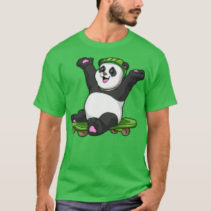 T-shirt Panda comme patineur avec skateboard et casque