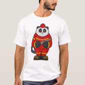 T-shirt Panda comme pompier avec tuyau (Devant)