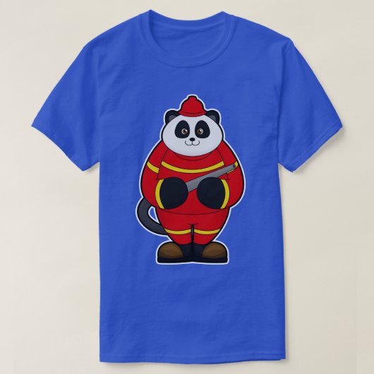 T-shirt Panda comme pompier avec tuyau (Design devant)