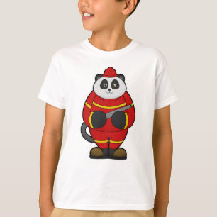 T-shirt Panda comme pompier avec tuyau