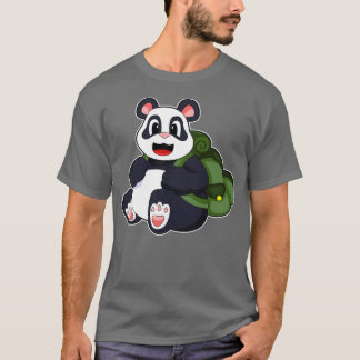T-shirt Panda comme randonneur avec sac à dos