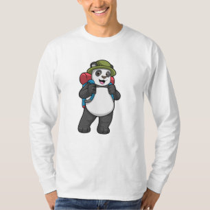 T-shirt Panda comme randonneur avec sac à dos