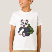 T-shirt Panda comme randonneur avec sac à dos (Devant)