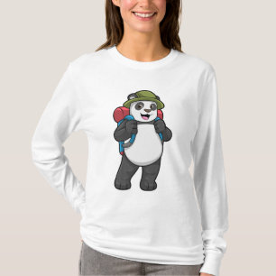 T-shirt Panda comme randonneur avec sac à dos