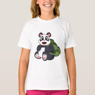 T-shirt Panda comme randonneur avec sac à dos