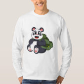 T-shirt Panda comme randonneur avec sac à dos (Devant)