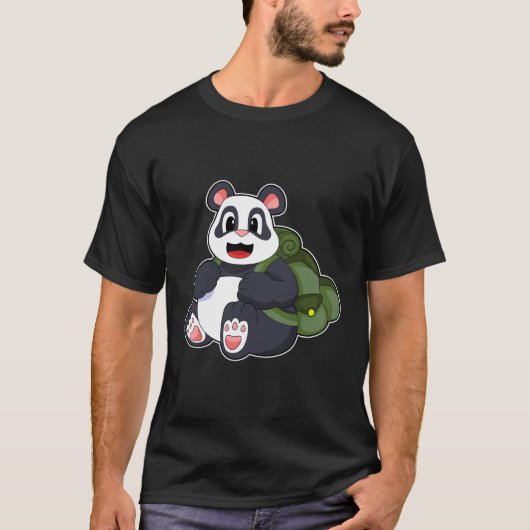 T-shirt Panda comme randonneur avec sac à dos (Devant)