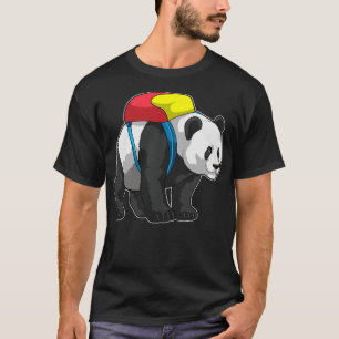 T-shirt Panda comme randonneur avec sac à dos 3