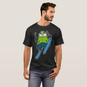 T-shirt Panda comme Saut à ski avec Ski (Devant entier)