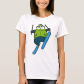 T-shirt Panda comme Saut à ski avec Ski (Devant)