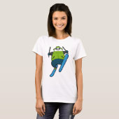 T-shirt Panda comme Saut à ski avec Ski (Devant entier)