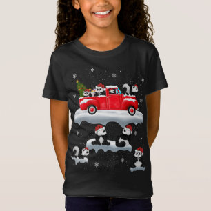 T-Shirt Panda conduisant sapin de Noël Camion Rouge Panda