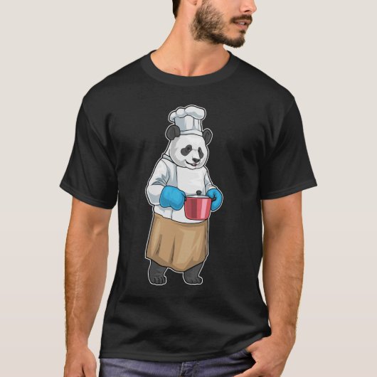 T-shirt Panda Cook Cooking pot Cooking (Devant)