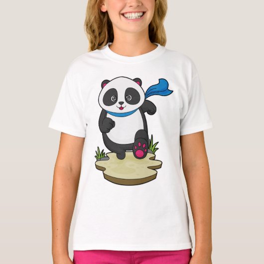 T-shirt Panda coureur avec Écarf (Devant)
