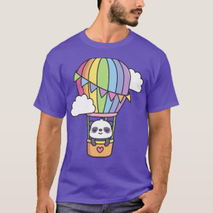 T-shirt Panda Cute Dans Le Doodle Balloon À Air Chaud