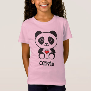 T-Shirt Panda Cute personnalisée avec le coeur