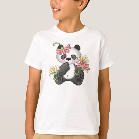 T-shirt Panda de bébé avec des fleurs (Devant)