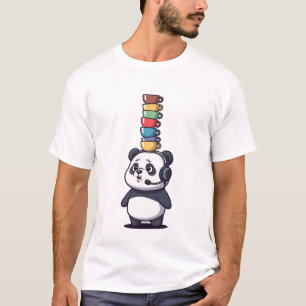 T-shirt Panda de dessin animé drôle portant un casque en é
