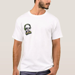 T-shirt Panda de dessin animé mignon DJ mixant de la musiq
