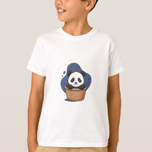 T-shirt Panda Douillet dans un Panier en Osier Enfants