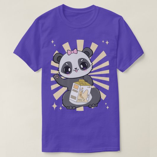 T-shirt Panda Drinking Boba Banana Milk Tea Tea And Cute A (Design devant)