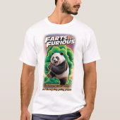 T-shirt Panda Drôle s'Amusant à Faire un Pet sur un Vert (Devant)