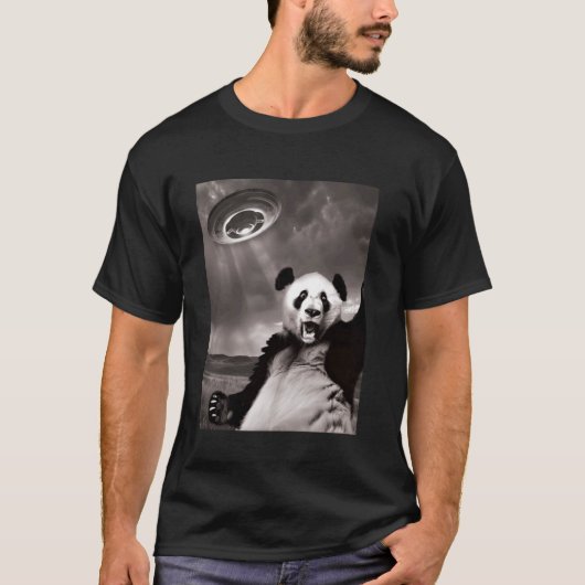 T-shirt Panda drôle selfie UFO (Devant)
