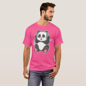 T-shirt Panda écouter de la musique ami (Devant entier)