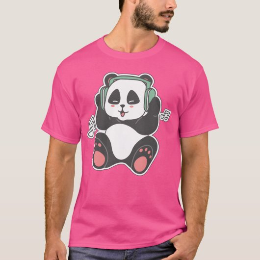 T-shirt Panda écouter de la musique ami (Devant)