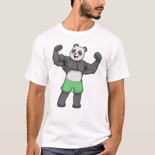 T-shirt Panda en Bodybuilder au Bodybuilding (Devant)